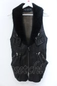 画像1: 14th Addiction / Goat Skin Mouton Vest レザーベスト 1 ブラック O-25-02-28-046-14-ja-YM-OS (1)