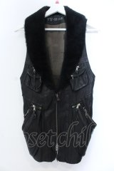 14th Addiction / Goat Skin Mouton Vest レザーベスト 1 ブラック O-25-02-28-046-14-ja-YM-OS