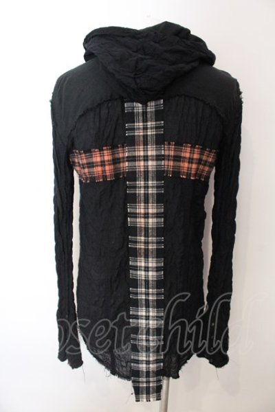 画像1: LGB / SHIRT-G/PK/BACK CROSS　フード付きシャツ【メンズ1】 1 ブラック O-25-02-28-055-LG-sh-YM-ZT277