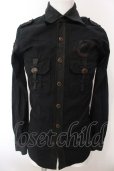 画像1: 14th Addiction / LEATHER REPAIR SHIRT　ミリタリーシャツ  ブラック O-25-02-28-058-14-sh-YM-OS (1)