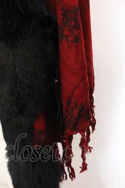 画像4: KMRii / MAGNOLIA FUR LEATHER STOLE ストール  レッドｘブラック O-25-02-28-121-KM-za-YM-OS