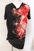 画像1: CIVARIZE / モードドレープフラワーTシャツ 46 ブラックｘレッド O-25-03-09-077-CI-ts-YM-OS (1)