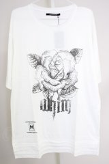 Moonage Devilment(清春) / 【タグ付き】ROSE PRINT Tシャツ 46 ホワイト T-24-07-05-006-Mo-ts-YM-ZT406