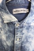 画像3: BUFFALO BOBS / ケミカルウォッシュ六部袖デニムシャツ 3 アイスブルー T-24-09-04-014-BU-sh-YM-ZT013