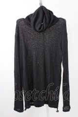 kiryuyrik / Shirring Turtleneck ニットソー S ブラック T-24-12-11-001-ki-to-YM-ZT003