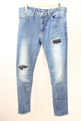 oonage Devilment(清春)  / RESOUND CLOTHINGコラボ washed repair skinny デニムパンツ 2 インディゴ T-25-01-23-035-0-pa-YM-ZT188