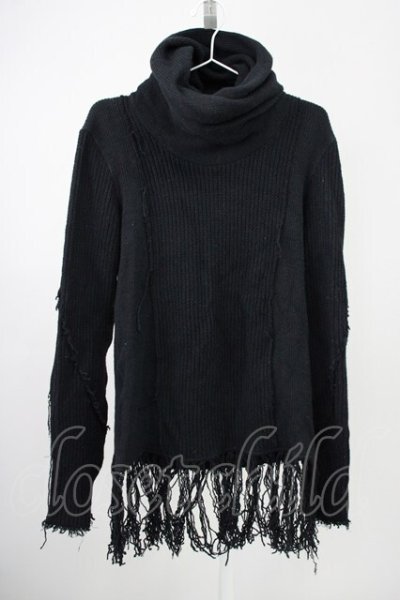 画像1: A.F ARTEFACT / トップス.FEMME FRINGE HIGH NECK KNIT TOPS 2 ブラック T-25-01-30-001-A.-to-YM-ZT