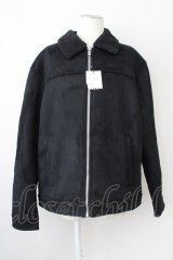 ZARA / 裏ボアフェイクスウェードブルゾンジャケット EU XL ブラック T-25-02-13-012-ZA-ou-YM-ZT-ML005