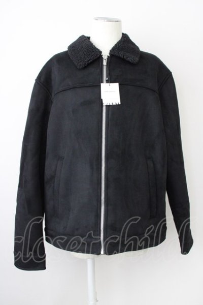 画像1: ZARA / 裏ボアフェイクスウェードブルゾンジャケット EU XL ブラック T-25-02-13-012-ZA-ou-YM-ZT-ML005