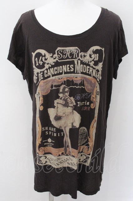 SHARE SPIRIT / バレリーナBIG Tシャツ 36 ブラック（ダークブラウン系） O-24-11-13-038-SH-ts-YM-ZT292