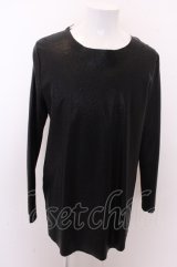 画像: 【SALE】NO ID. BLACK カットソー.シンセティックレザー切替ルーズPOプルオーバー /ブラック/2 O-22-12-28-044-NO-to-YM-ZT-M010