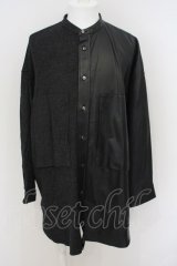 画像: 【SALE】MAISON SPECIAL / ロイヤルレザードッキングプライムオーバーバンドカラーシャツコート O-23-11-20-023-MS-sh-YM-ZT-ML007