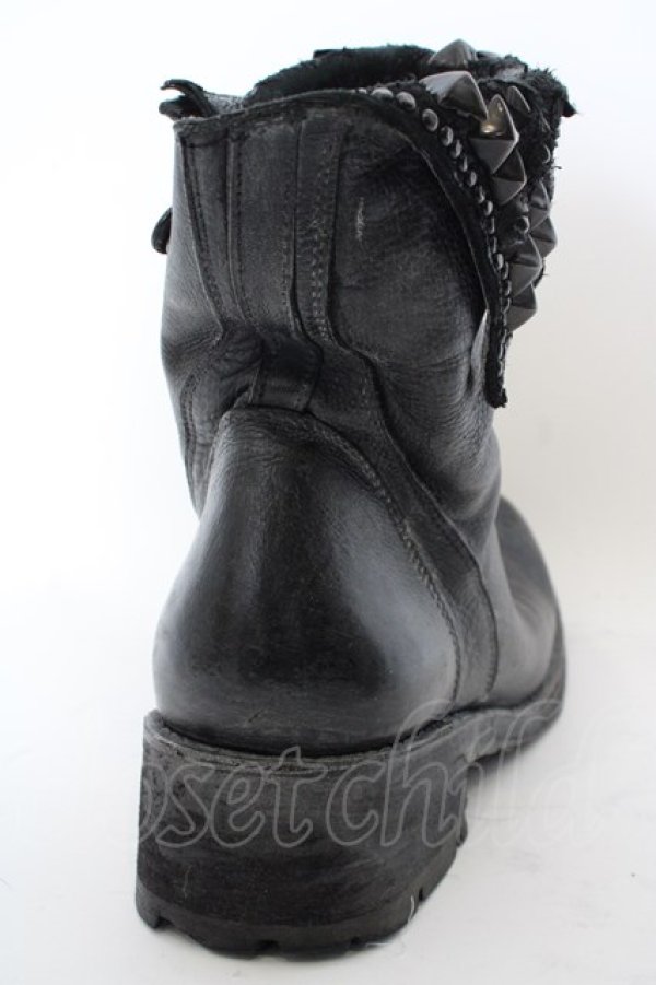 KMRii / Coating Crush Boots ショートブーツ ブラック O-24-04-16-071-KM-sho-YM-ZT4000