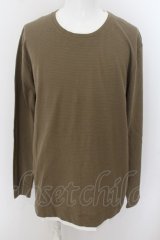 画像: 【セール】ZARA / フェイクレイヤード立体ボーダーカットソー EU XL カーキ O-24-05-19-010-ZA-to-YM-ZT250