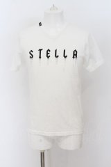 画像: BUFFALO BOBS / STELLAラメプリントVネックTシャツ 1-2 ホワイト O-24-07-26-046-BU-ts-YM-ZT109