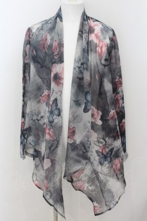 画像: CIVARIZE / シースルー花柄シフォントッパーカーディガン 46 ブラック O-24-08-29-011-CI-to-YM-OS