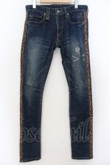 画像: Roen Jeans / レオパードラインペインティングスキニーデニムパンツ 30 インディゴ O-24-08-29-100-Ro-pa-YM-ZT252