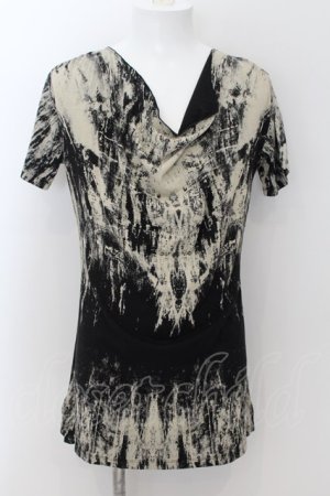 画像: CIVARIZE / 掠れプリントドレープネックTシャツ 46 ブラック O-24-08-29-027-CI-ts-YM-OS