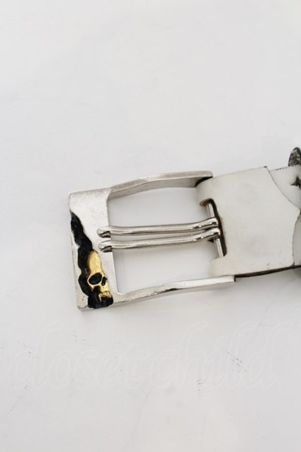 画像2: Hiromu Takahara / Skull Pin Belt ベルト  ホワイト O-24-09-25-071-Hi-za-YM-ZT-ML003 (2)