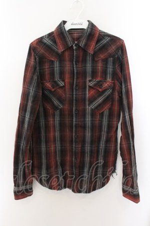 画像: CIVARIZE / コーティングチェックウエスタンシャツ 44 レッド O-24-11-10-024-CI-sh-YM-ZT284