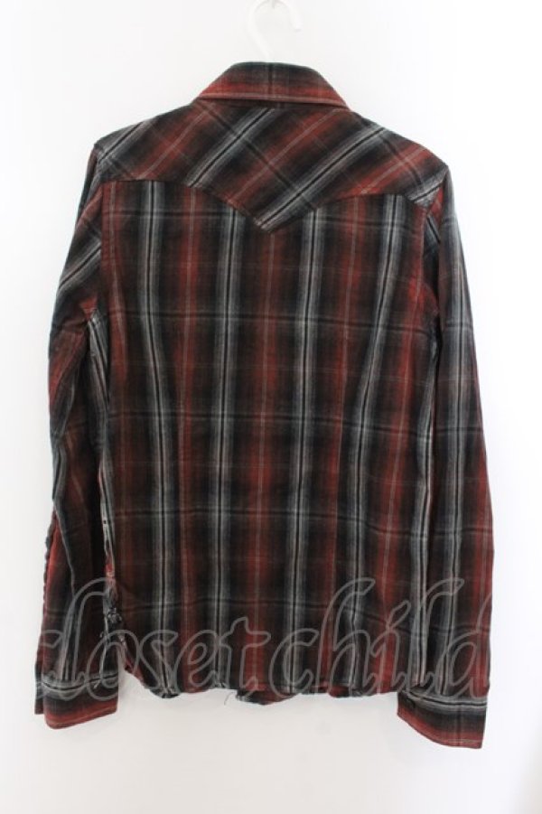 画像2: CIVARIZE / コーティングチェックウエスタンシャツ 44 レッド O-24-11-10-024-CI-sh-YM-ZT1113B (2)