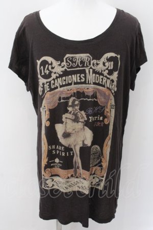 画像: SHARE SPIRIT / バレリーナBIG Tシャツ 36 ブラック（ダークブラウン系） O-24-11-13-038-SH-ts-YM-ZT292