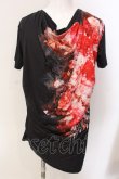 画像1: CIVARIZE / モードドレープフラワーTシャツ 46 ブラックｘレッド O-25-03-09-077-CI-ts-YM-OS (1)