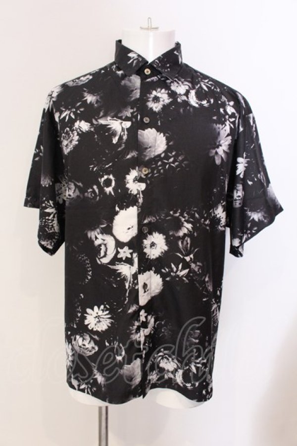 画像1: NO ID. BLACK / 花柄ショートカラーBIGシャツ 1 ブラック O-25-03-20-009-NO-sh-YM-ZT011 (1)