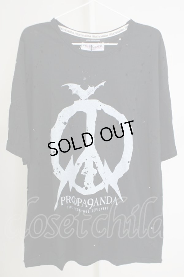 画像1: Moonage Devilment / 【タグ付き】PROPA9ANDAコラボ REVERBRATION SHADOW（クラッシュ）Tシャツ 46 ブラック T-24-07-05-018-Mo-ts-YM-ZT (1)