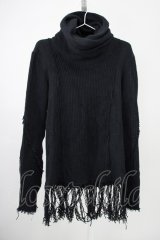 画像: A.F ARTEFACT / トップス.FEMME FRINGE HIGH NECK KNIT TOPS 2 ブラック T-25-01-30-001-A.-to-YM-ZT291