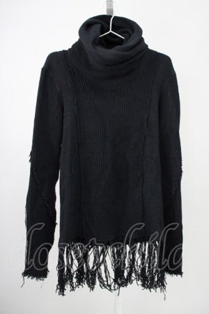 画像: A.F ARTEFACT / トップス.FEMME FRINGE HIGH NECK KNIT TOPS 2 ブラック T-25-01-30-001-A.-to-YM-ZT