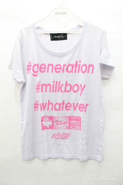 【SALE】MILK BOY Tシャツ.ハッシュタグT /ラベンダー/- O-20-09-27-028w-1-ts-Wr-m-YM-ZT011