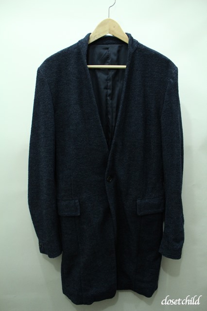 SALE】SCHLUSSEL コート.ノーカラーウールチェスター /ネイビー/ O-21