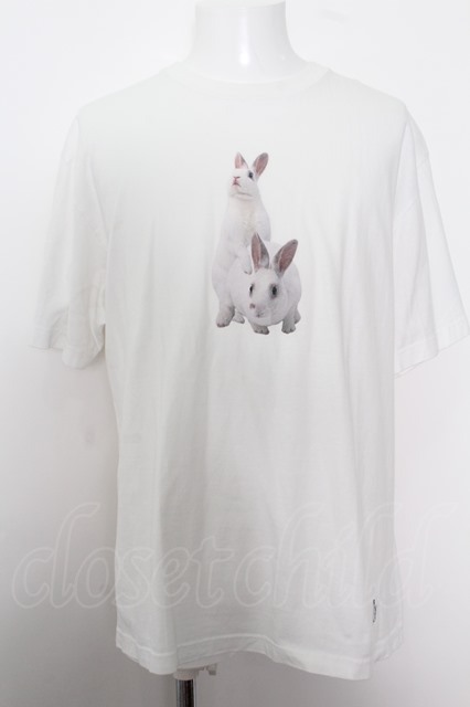 SALE】#FR2 Tシャツ.あいにょんコラボ実写うさぎ /ホワイト/L O-22-08