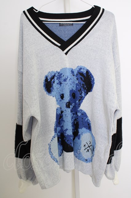 TRAVAS TOKYO ニット.Furry bear Balloon sleeve knit /ブルー/F T-23